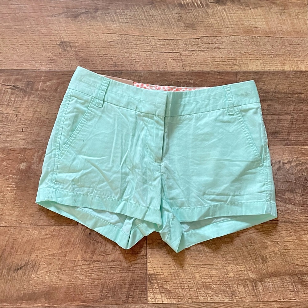 J. Crew Buttery Twill Mint Shorts